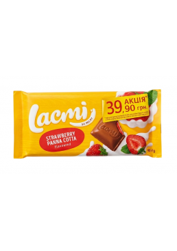 Шоколад молочный Roshen Lacmi с клубничной паннакотой, 90 г