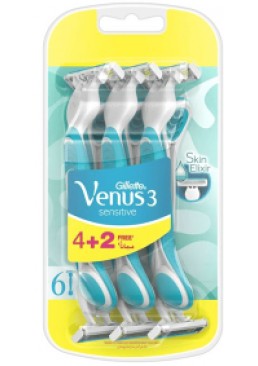 Одноразові жіночі станки Gillette Venus 3 Sensitive Skin Elixir, 6 шт