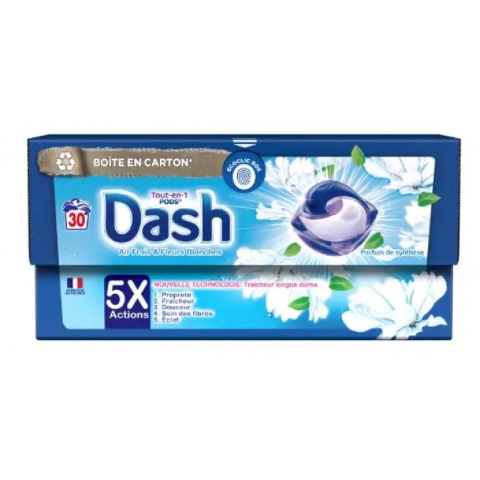 Капсулы для стирки Dash Air Frais & Fleurs Blanches, 30 шт - 