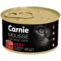 Влажный корм для взрослых кошек Carnie: мясной мусс с говядиной, черникой и петрушкой, 85 г