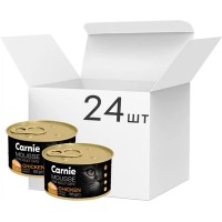 Влажный корм для взрослых кошек Carnie: мясной мусс с курицей, манго и морковью, 24 шт по 85 г