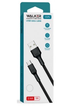 Кабель USB WALKER C575 Lightning black, 1 м