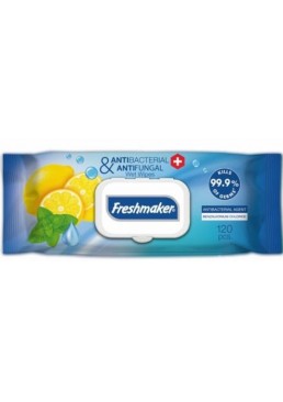 Вологі серветки антибактеріальні Freshmaker Antibacterial з клапаном, 120 шт