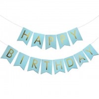 Гірлянда-розтяжка "Happy Birthday", 5 м (блакитна)