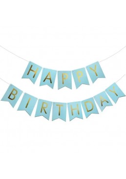 Гирлянда-растяжка "Happy Birthday", 5 м (голубая)