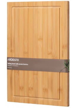 Доска кухонная с желобом Ardesto Midori, 33х22х1.5 см (бамбук)