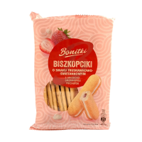 Печенье бисквитное Bonitki с кремово-клубничной начинкой, 170 г
