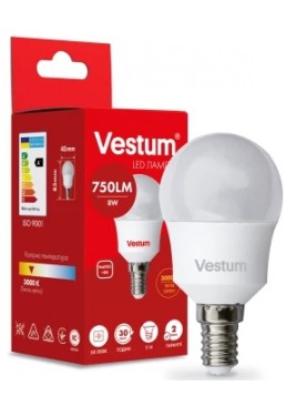  Лампочка Vestum LED G45 8W 3000K 220V E14 (1-VS-1212)