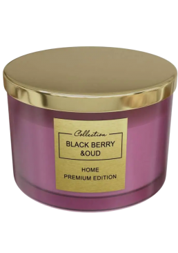 Свеча ароматизированная Pepco Home Black berry & Oud (черная смородина и древесина), 1 кг