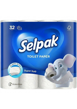 Папір туалетний Selpak Professional Premium целюлозний 3 шари, 32 рулони