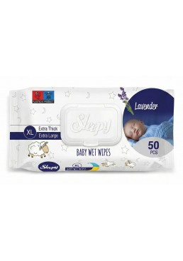 Вологі рушники для дітей Sleepy Extra XL Lavender, 50 шт (21 x 27 см)