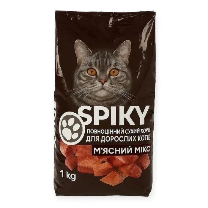 Сухой корм для кошек SPIKY «Мясной микс», 1 кг - 