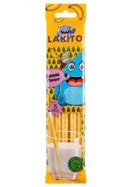 Соломинки с растворимыми сахарными гранулами LAKITO со вкусом банана, 5 шт