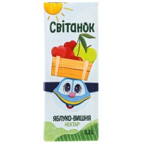 Нектар Світанок Яблуко-Вишня пастеризований, 200 мл