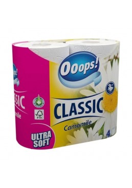 Туалетная бумага Ooops! Classic Ромашка 3 слоя, 140 отрывов, 4 шт