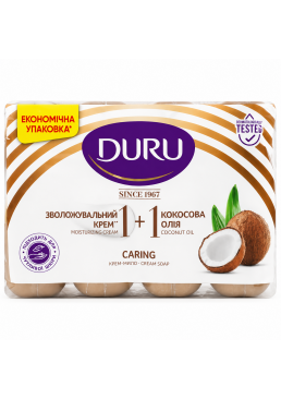 Крем-мыло DURU увлажняющий крем 1+1 с кокосовым маслом, 4 шт х 80 г