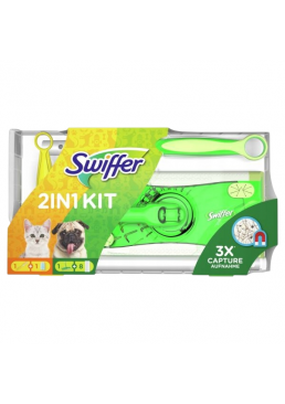 Набор Swiffer 2 в 1 (швабра + 8 сухих салфеток и 1 щетка-магнит)