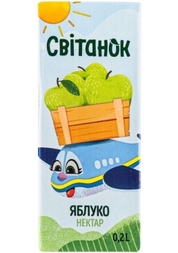 Нектар Світанок Яблуко пастеризований, 200 мл