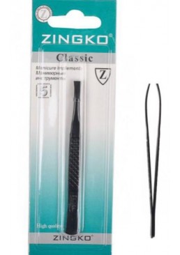 Пинцет прямой «Zingko Classic» сталь, черный (10 см)
