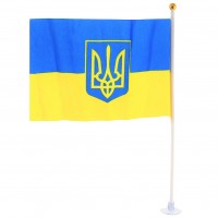 Прапор України з гербом на присосці, 14х20 см