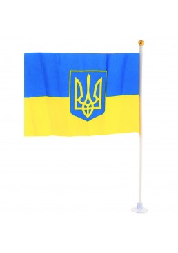 Прапор України з гербом на присосці, 14х20 см