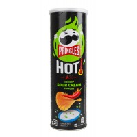 Чіпси Pringles Hot картопляні зі смаком сметани та цибулі, 160 г