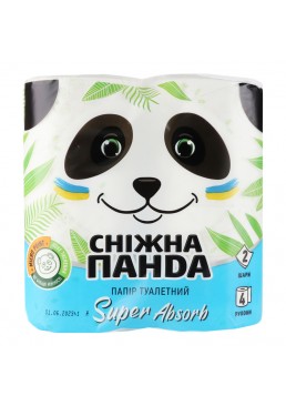 Туалетний папір Сніжна Панда Super Absorb двошаровий, 4 шт