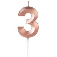 Свічка цифра "3" для торта, 4.5 см (рожевий)