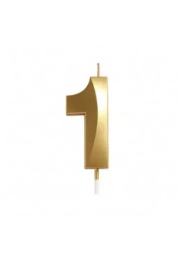 Свеча цифра "1" для торта, 4.5 см (золото)