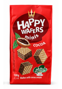 Вафлі з какао начинкою FLIS Happy Wafers minis cocoa, 100 г