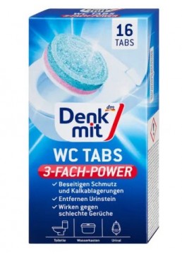 Таблетки для очистки унитаза c трехфазным действием Denkmit WC, 16 шт
