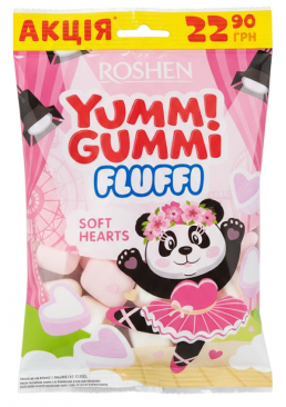 Конфеты маршмеллоу Roshen Yummi Gummi Fluffi Soft Hearts, 65 г