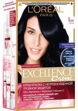 Фарба для волосся L'Oreal Paris Excellence відтінок 1.00 Чорний, 1 шт