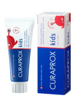 Дитяча зубна паста з фтором Curaprox kids 2+ зі смаком полуниці, 60 мл