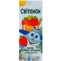 Сік із м'якоттю Світанок Яблуко-морква-полуниця, 200 г