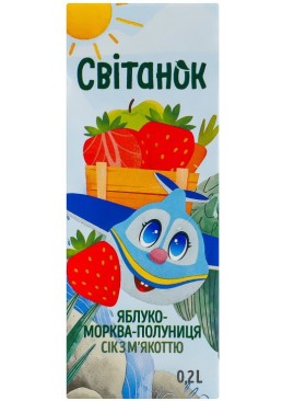 Сок с мякотью Рассвет Яблоко-морковь-клубника, 200 г