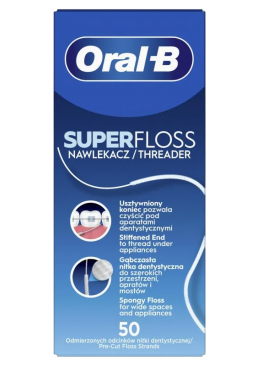 Зубная нить Oral-B Super Floss для брекетов, имплантатов и мостов, 50 шт