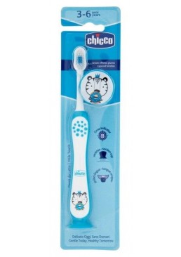Дитяча зубна щітка Chicco на присосці, 3-6 років (блакитна)