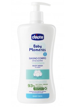 Дитячий гель для купання Chicco Baby Moments "Без сліз" з екстрактом бавовни та гліцерину, 500 мл