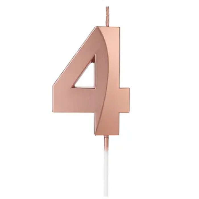 Свічка цифра "4" для торта, 4.5 см (рожевий) - 