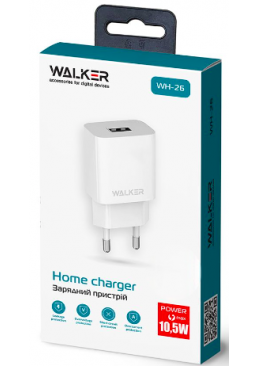 Мережевий зарядний пристрій (адаптер) WALKER WH-26 1USB/2.1A white