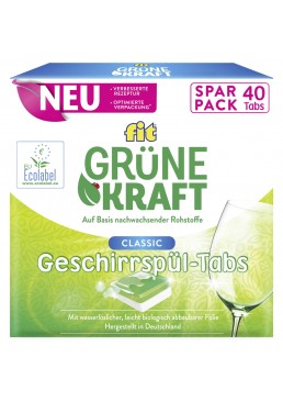 Таблетки Fit Green Power Classic Tabs для оптимальної ефективності миття посуду, 40 шт