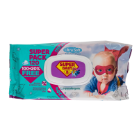 Вологі серветки Naturelle Super Baby Ромашка та Алое вера, 120 шт