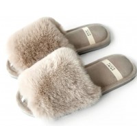 Тапочки домашние женские HS-LUX меховые открытые серые, 41