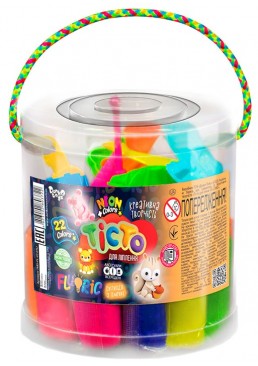 Креативна творчість Danko Toys Тісто для ліплення Fluoric банка, 22 кольори
