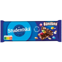 Шоколад молочний Studentska Lentilky з драже, арахісом та родзинками, 90 г