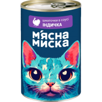 Корм влажный для взрослых котов Мясная Миска кусочки в соусе с индейкой, 415 г