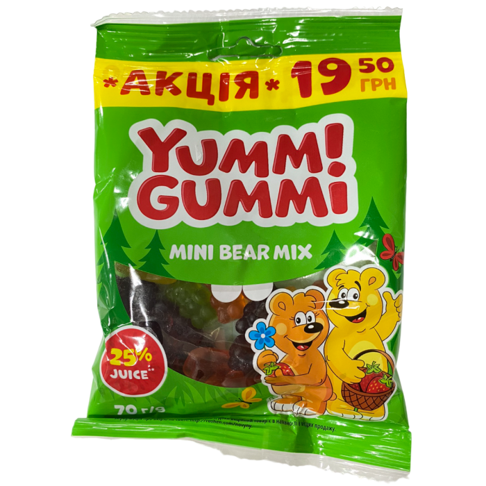 Конфеты желейные Roshen Yummi Gummi Mini Bear Mix, 70 г - 