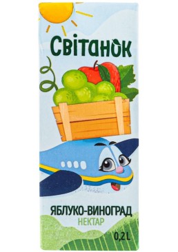 Нектар Світанок Яблуко-Виноград пастеризований, 200 мл