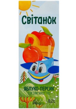 Сок с мякотью Яблоко-персик Рассвет, 0.2 л